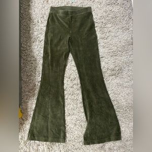Green Aerie Ribbed Velour Flare Pants
